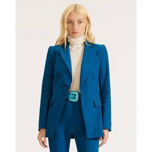 Veronica Beard Women Long Lean Dickey Career Work Jacket Blazer Cerulean Blue 4